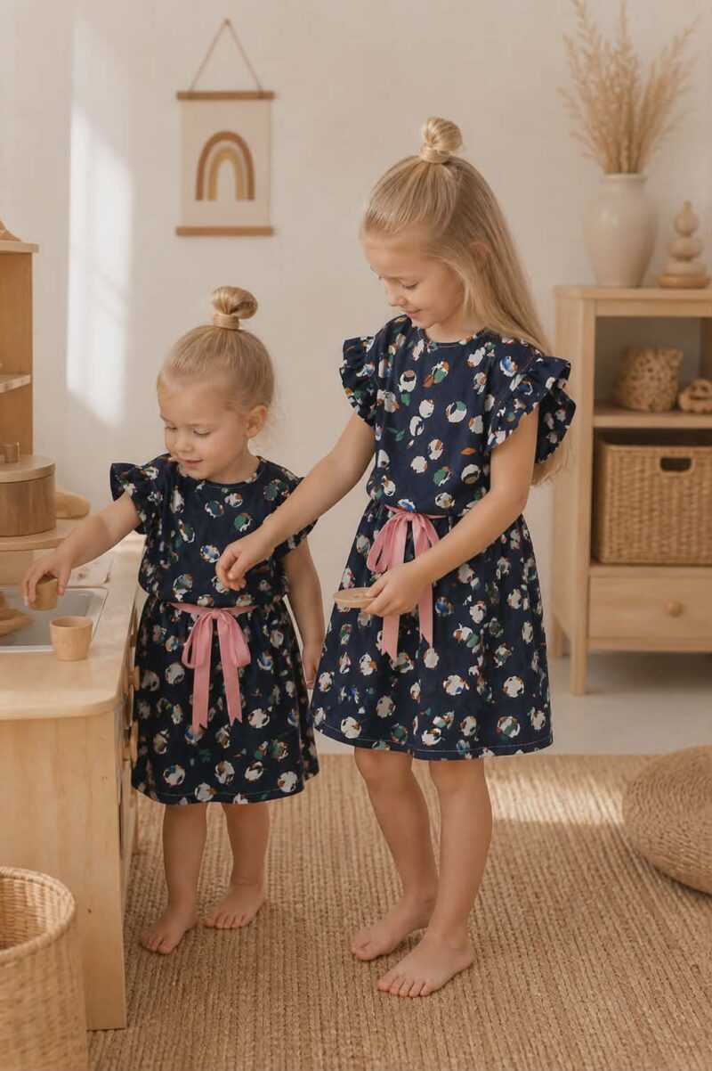 Ruha - Sötétkék pöttyös viszkóz - Image 7