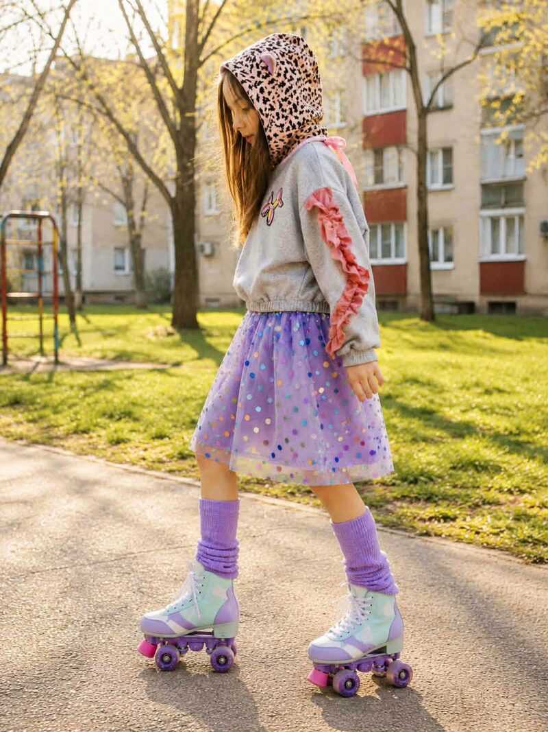 Oldschool - Lila foil pöttyös tüll szoknya - Image 12