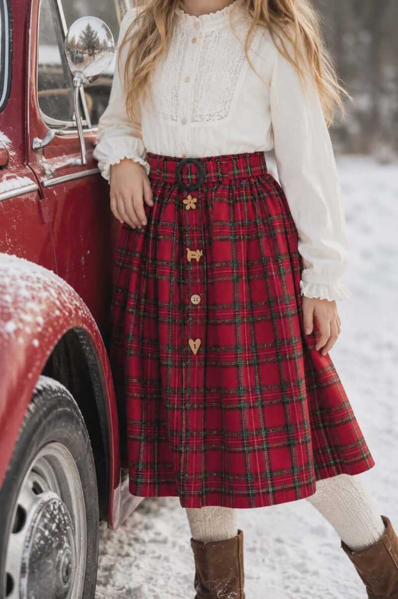 Szoknya - Skót kockás ünnepi gyerek szoknya - Image 8