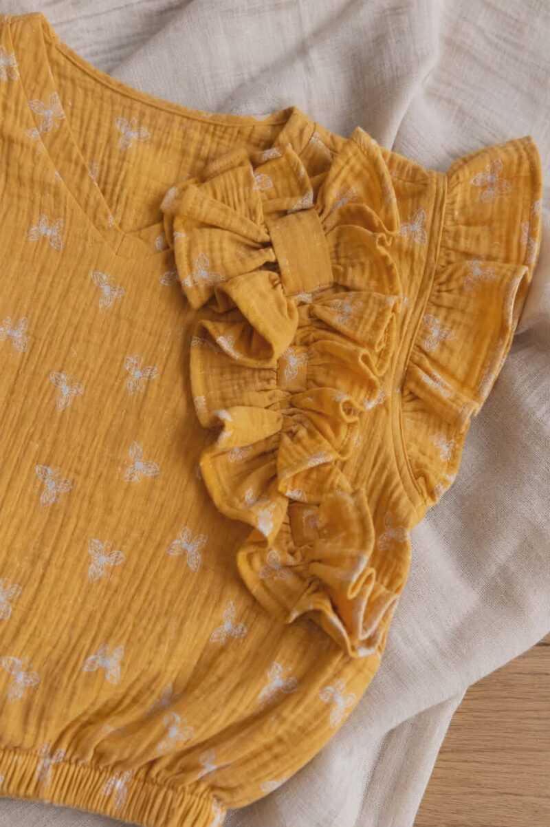 Felső - Mustár pillangós fodros masnis crop top - Image 11